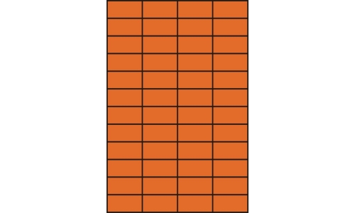 Etykiety samoprzylepne pomarańczowe fluorescencyjne na arkuszach A4 klej standardowy  52,5x24,75